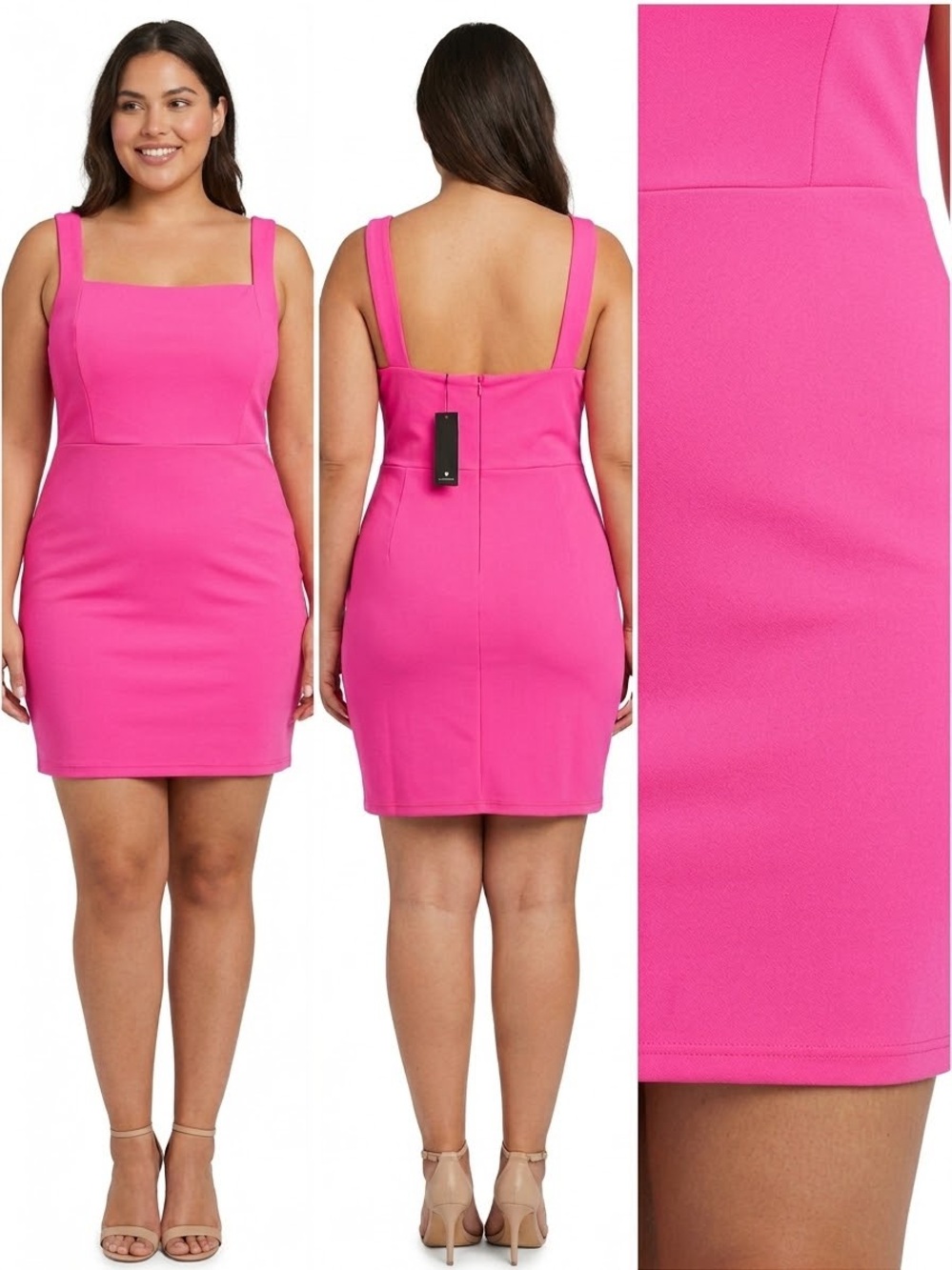 Lulu's Hot Pink Square Neck Mini Bodycon Dress